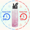 Picture of Konokyo 40oz Insulated Water Bottle Stainless Steel Sport Bottles with 3 Lids,Marble Blossom