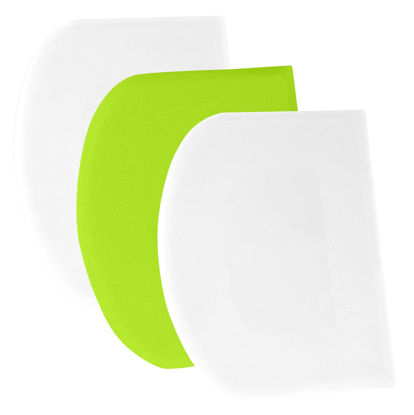 Picture of SURDOCA Dough Scraper Bench Scraper - 3P 5.9x4.3" Plastic Flexible Bowl Scraper, Sharp Edge & Angles Cake Scraper. Non-Slip Bakeware Decorating Tools Sculpting & Modeling Tools - White+Green+White