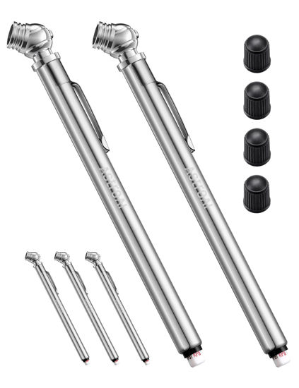 Picture of AstroAI 5 Pack Pencil Tire Pressure Gauge (10-75PSI) Stainless Steel Body and Metal Made Nozzle for Vehicles