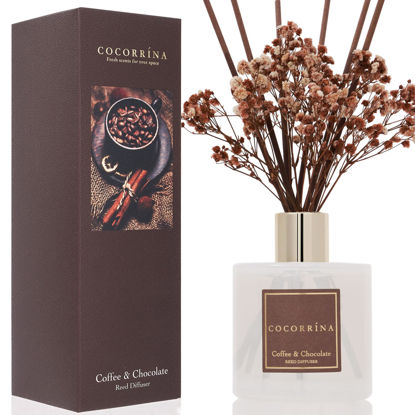 Picture of Cocorrína Reed Diffuser Sets - Coffee & Chocolate Scented Diffuser with Sticks Home Fragrance Reed Diffuser for Bathroom Shelf Decor
