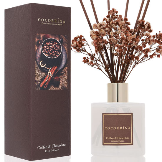 Picture of Cocorrína Reed Diffuser Sets - Coffee & Chocolate Scented Diffuser with Sticks Home Fragrance Reed Diffuser for Bathroom Shelf Decor