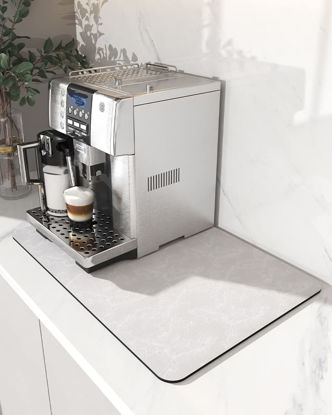 Picture of AMOAMI-Coffee Mat Hide Stain Rubber Backed Absorbent Dish Drying Mat for Kitchen Counter-Coffee Bar Accessories Fit Under Coffee Maker Coffee Machine Coffee Pot Espresso Machine Dish Rack