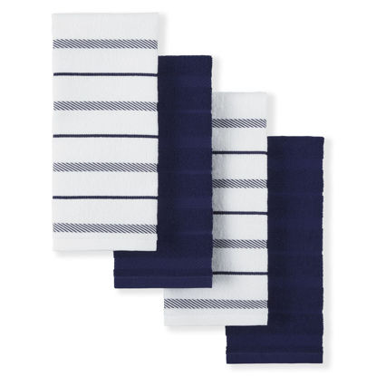 Picture of KitchenAid Albany Kitchen Towel 4-Pack Set, Cobalt Blue/White, 16"x26"