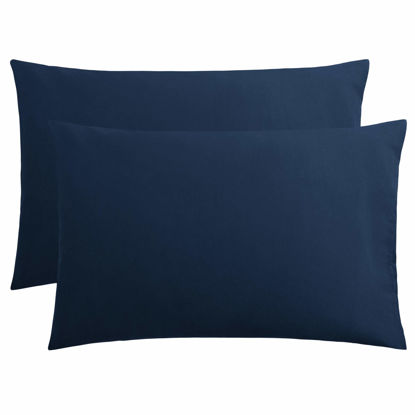 Picture of FLXXIE Microfiber Pillow Cases Queen Size Set of 2, Soft Pillowcases with Envelope Closure, Wrinkle Resistant Pillow Covers, 20x30, Navy