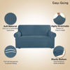 Picture of Easy-Going Stretch Loveseat Slipcover 1-Piece Sofa Cover Furniture Protector Couch Soft with Elastic Bottom for Kids Polyester Spandex Jacquard Fabric Small Checks (Loveseat, Bluestone)