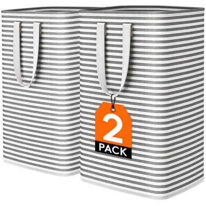 Picture of Lifewit 2 Pack Laundry Hamper Large Collapsible Laundry Baskets, Freestanding Waterproof Clothes Hamper with Easy Carry Handles in Laundry Room Bedroom Bathroom College Dorm for Adults, Black, 2 x 80L