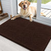 Picture of OLANLY Dog Door Mat for Muddy Paws 36x24, Absorbs Moisture and Dirt, Absorbent Non-Slip Washable Doormat, Quick Dry Chenille Mud Mat for Dogs, Entry Indoor Entryway Carpet for Inside Floor, Brown