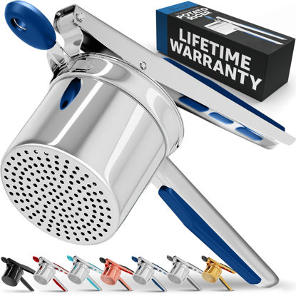Picture of PriorityChef Large 15oz Potato Ricer, Heavy Duty Stainless Steel Potato Masher and Ricer Kitchen Tool, Press and Mash Kitchen Gadget For Perfect Mashed Potatoes - Everytime, Blue
