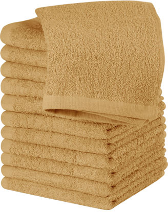 Picture of Utopia Towels 12 Pack Cotton Washcloths Set - 100% Ring Spun Cotton, Premium Quality Flannel Face Cloths, Highly Absorbent and Soft Feel Fingertip Towels (Beige)
