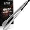 Picture of Eddeas Grill Tongs, 17 Inch Extra Long BBQ Tongs, Heat Resistant 600 Degrees Stainless Steel tongs, Kitchen Metal Locking Tongs for Cooking, Grilling, Outdoor Barbecue