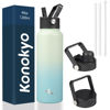 Picture of Konokyo 40oz Insulated Water Bottle Stainless Steel Sport Bottles with 3 Lids,Mint