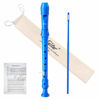 Picture of Eastar Soprano Recorder Instrument for Kids Beginners, German Fingering C Key Recorder Instrument 3 Piece with Cleaning Kit, Thumb Rest, Cotton Bag, Fingering Chart, ERS-21GB, Blue, School-Approved