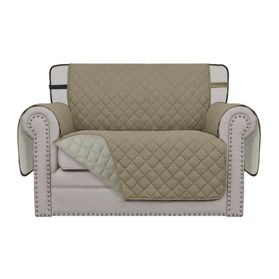Picture of Easy-Going Reversible Chair Cover Washable Sofa Cover for Dogs Water Resistant Couch Slipcover Furniture Protector Cover with Adjustable Straps for Pets (Chair 30 in, Beige/Beige)