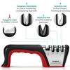 Picture of Longzon 4-in-1 Knife Sharpener [4 Stage] with a Pair of Cut-Resistant Glove, Original Premium Polish Blades, Best Kitchen Knife Sharpener Really Works for Ceramic and Steel Knives, Scissors.