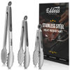 Picture of EDDEAS Tongs For Cooking - Heat Resistant 600 Degrees Stainless Steel Kitchen Tong,Heavy Duty Metal Locking Tongs - Perfect for Food, BBQ set of 3 (7",9" and 12") Grey