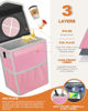 Picture of Pritent Car Trash Can with Lid, Cute Leakproof Car Trash Garbage Bag Hanging Vehicle Trash Bin Small Portable Automotive Garbage Cans Organizer for Back/Front Seat(Trapezoid,Pink