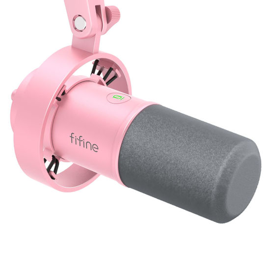 Picture of FIFINE XLR/USB Dynamic Microphone, Studio XLR Vocal Podcast Microphone for Recording, USB Streaming Mic with Mute Button, Gain Knob, Headphones Monitoring for Voice-Over, Video-Amplitank K688 Pink