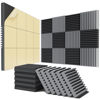 Picture of 12 pack Acoustic Panels Self-Adhesive, 2" X 12" X 12" Quick-Recovery Sound Proof Foam Panels, Acoustic Foam Wedges High Density, Soundproof Wall Panels for Home Studio,Black-Gray