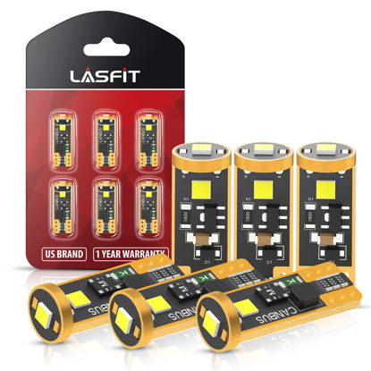 Picture of LASFIT 194 LED Bulb 6000K White, T10 168 2825 W5W LED Replacement Light Bulbs, For Dome Map Light, Door Light, Courtesy Light, License Plate Light, Trunk Light, Super Bright (Pack of 6)