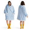Picture of Bedsure Blanket Hoodie, Wearable Blanket for Adult & Kids as Gifts for Women Men, Birthday Gifts for Women Mom Sherpa Hoodie, Sky Blue, Standard
