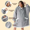 Picture of Bedsure Blanket Hoodie, Wearable Blanket for Adult & Kids as Gifts for Women Men, Birthday Gifts for Women Mom Sherpa Hoodie, Grey, Small