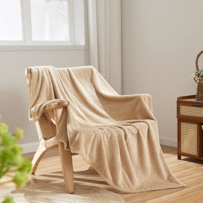 Picture of NEWCOSPLAY Super Soft Twin Blanket Brown Premium Silky Flannel Fleece Leaves Pattern Lightweight Bed Blanket All Season Use (Brown, Twin(60"x80"))