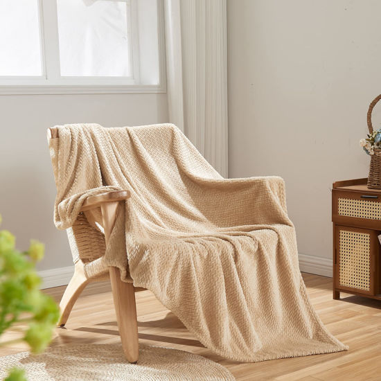 Picture of NEWCOSPLAY Super Soft Twin Blanket Brown Premium Silky Flannel Fleece Leaves Pattern Lightweight Bed Blanket All Season Use (Brown, Twin(60"x80"))