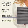 Picture of Split King 7 Piece Sheet Set - Breathable & Cooling Sheets - Hotel Luxury Bed Sheets - 1 Flat Sheet, 2 Fitted Sheets & 4 Pillowcases - Easy Fit, Soft & Wrinkle Free - Split King Dark Grey Sheets