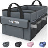 Picture of HOTOR Foldable Trunk Organizer - SUV, Sedan & Van, Sturdy Base Panel for Car Accessories, Grey, 2 Compartments, 21.3"12.6"10.6"