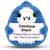 Picture of Hoedia Handmade Emotional Positive Pickle Gift, Cucumber Crochet Doll Inspirational Gifts with Cards, Cute Knitted Cucumber Mini Funny Support Pickle Potato Friend Birthday Gifts (Emotional Shark)
