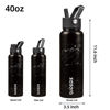 Picture of BJPKPK Insulated Water Bottles with Straw Lid, 40oz Stainless Steel Water Bottles with 3 Lids, Large Metal Water Bottle, BPA Free Leakproof Thermos Water Bottle for Sports & Gym- Midnight
