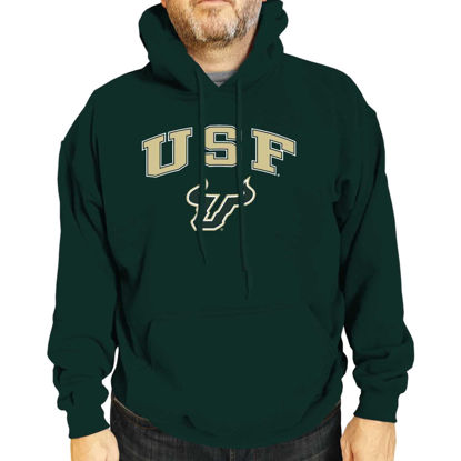 Picture of Campus Colors Adult Arch & Logo Soft Style Gameday Hooded Sweatshirt (USF Bulls - Green, X-Large)