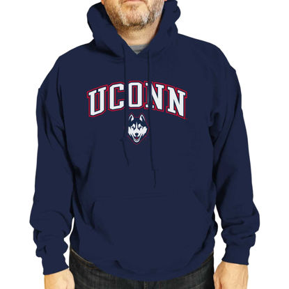 Picture of Campus Colors Adult Arch & Logo Soft Style Gameday Hooded Sweatshirt (UCONN Huskies - Navy, Medium)