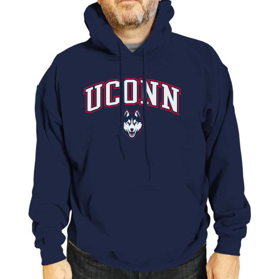 Picture of Campus Colors Adult Arch & Logo Soft Style Gameday Hooded Sweatshirt (UCONN Huskies - Navy, Medium)