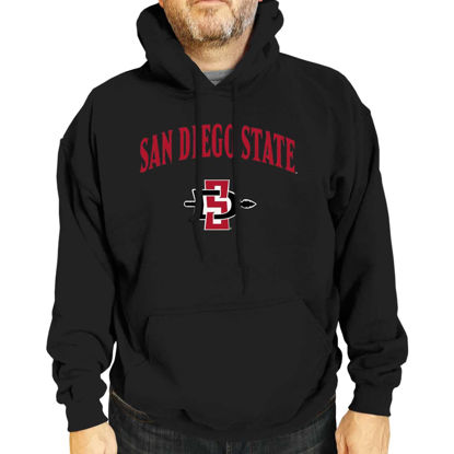 Picture of Campus Colors Adult Arch & Logo Soft Style Gameday Hooded Sweatshirt (San Diego State Aztecs - Black, Large)