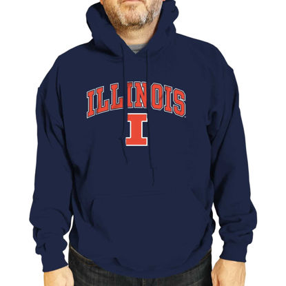 Picture of Campus Colors Adult Arch & Logo Soft Style Gameday Hooded Sweatshirt (Illinois Fighting Illini - Navy, XX-Large)