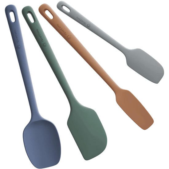 Picture of ChefAide 4 Pieces Silicone Spatula Set, Food Grade Rubber Spatula, Upgrade Strong Handle with Ergonomic Grip, Heat Resistant for Nonstick Cookware, Cooking