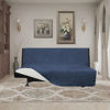 Picture of Easy-Going Futon Sofa Slipcover Reversible Sofa Cover Armless Futon Cover Furniture Protector Couch Cover Water Resistant Pets Kids Children Dog Cat (Futon, Dark Blue/Ivory)