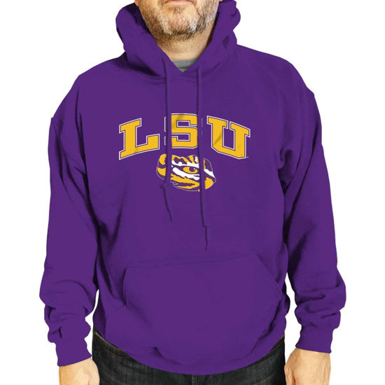 Picture of Campus Colors Adult Arch & Logo Soft Style Gameday Hooded Sweatshirt (LSU Tigers - Purple, Small)