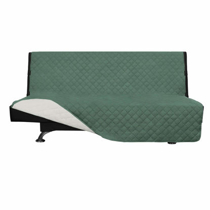 Picture of Easy-Going Futon Sofa Slipcover Reversible Sofa Cover Armless Futon Cover Furniture Protector Couch Cover Water Resistant Pets, Kids, Children, Dog, Cat (Futon, Cyan/Ivory)