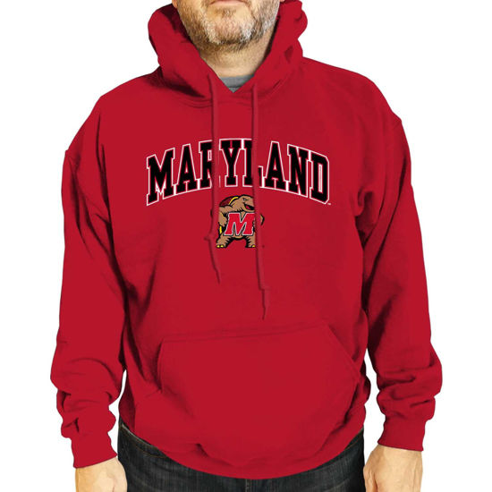 Picture of Campus Colors Adult Arch & Logo Soft Style Gameday Hooded Sweatshirt (Maryland Terrapins - Red, X-Large)