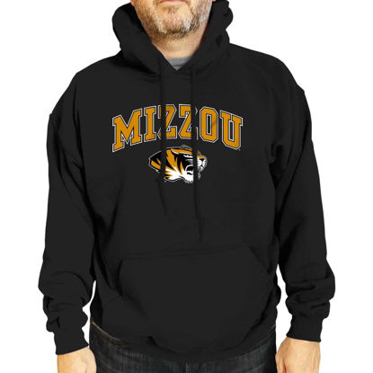 Picture of Campus Colors Adult Arch & Logo Soft Style Gameday Hooded Sweatshirt (Missouri Tigers - Black, X-Large)