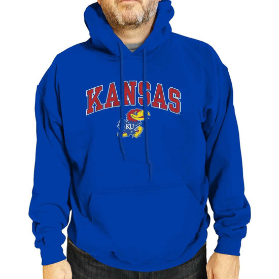 Picture of Campus Colors Adult Arch & Logo Soft Style Gameday Hooded Sweatshirt (Kansas Jayhawks - Royal, X-Large)