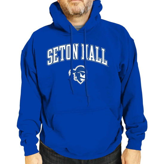 Picture of Campus Colors Adult Arch & Logo Soft Style Gameday Hooded Sweatshirt (Seton Hall Pirates - Royal, XX-Large)