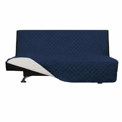 Picture of Easy-Going Futon Sofa Slipcover Reversible Sofa Cover Armless Futon Cover Furniture Protector Couch Cover Water Resistant Pets, Kids, Children, Dog, Cat (Futon, Navy/Ivory)