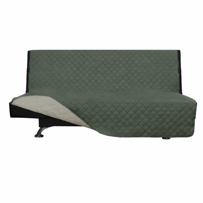 Picture of Easy-Going Futon Sofa Slipcover Reversible Sofa Cover Armless Futon Cover Furniture Protector Couch Cover Water Resistant Pets, Kids, Children, Dog, Cat (Futon, Greyish Green/Beige)