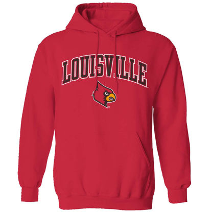 Picture of Campus Colors Adult Arch & Logo Soft Style Gameday Hooded Sweatshirt (Louisville Cardinals - Red, X-Large)