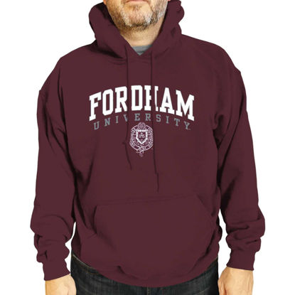 Picture of Campus Colors Adult Arch & Logo Soft Style Gameday Hooded Sweatshirt (Fordham Rams - Maroon, Large)