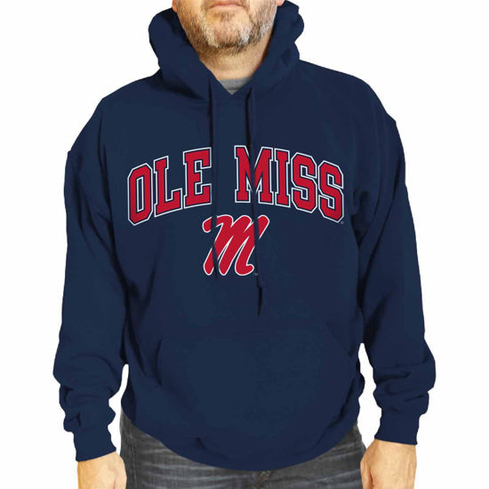 Picture of Campus Colors Adult Arch & Logo Soft Style Gameday Hooded Sweatshirt (Ole Miss Rebels - Navy, Large)