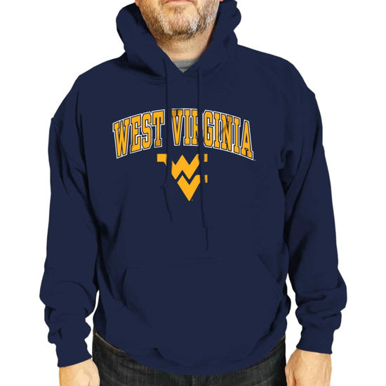 Picture of Campus Colors Adult Arch & Logo Soft Style Gameday Hooded Sweatshirt (West Virginia Mountaineers - Navy, X-Large)